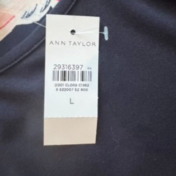 NWT Ann Taylor pleated back Floral Tee shirt top Size Large 522007 - Picture 4 of 4